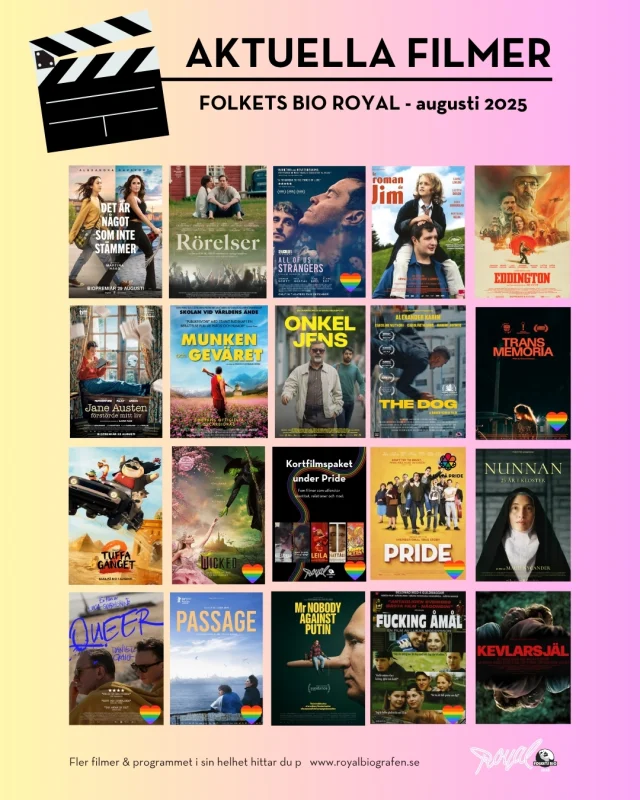 Våra vänner på @folketsbioroyal  bjuder in till massor av queera filmer under hela Prideveckan! Och det bästa av allt, är du medlem i RFSL så går du gratis på samtliga visningar. HUR BRA! 🥳